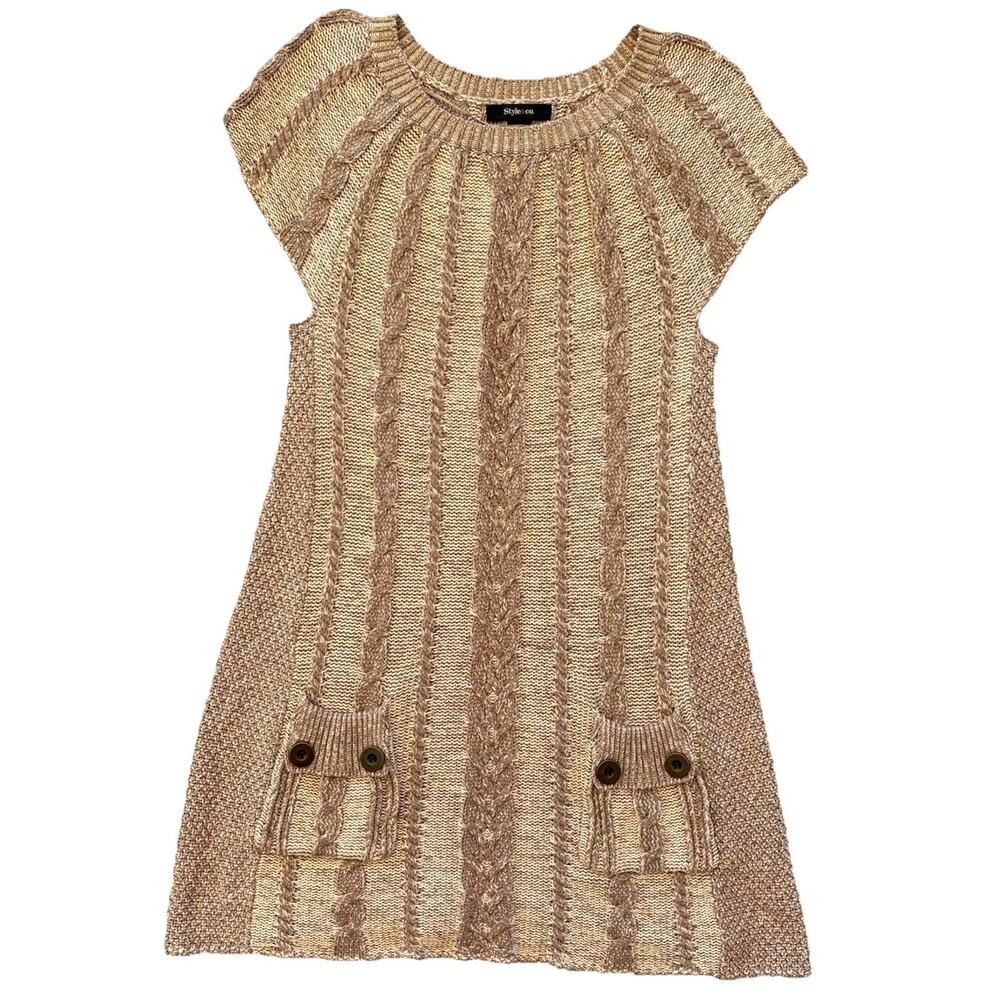 Style & Co Brown Sweater Y2K Mini Dress Pockets Women’s Juniors Size Large